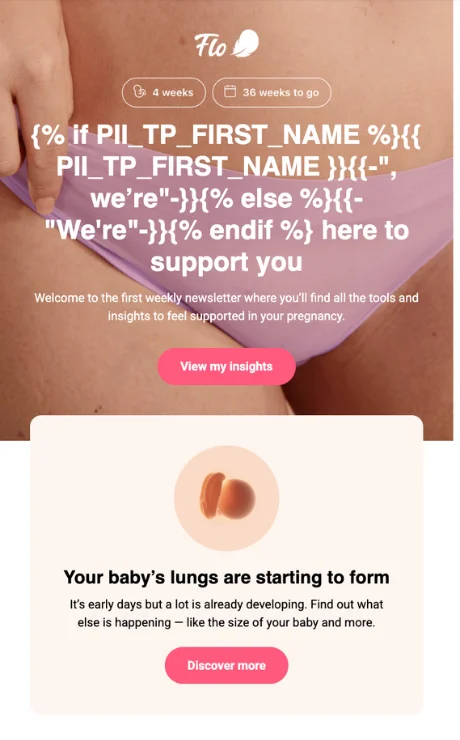 Email for women’s health app — onboarding newsletter