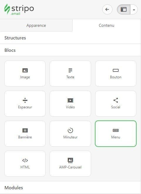 Stripo-Adding-Menu-Block_FR Stripo-Adding-Menu-Block_FR