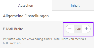Setting Email Width_DE Setting Email Width_DE