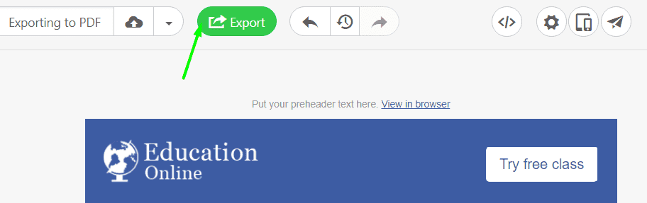 Stripo Export to PDF Export Button
