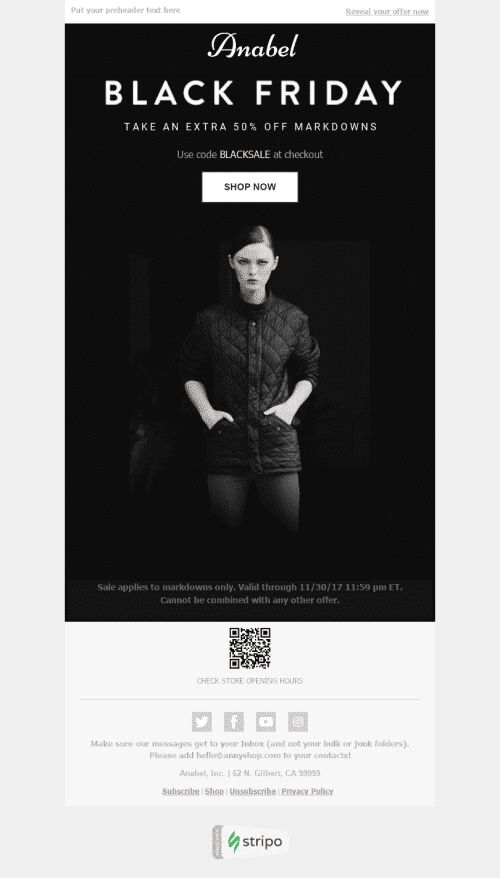 Black Friday Email Template "From Darkness" for Fashion industry mobile view
