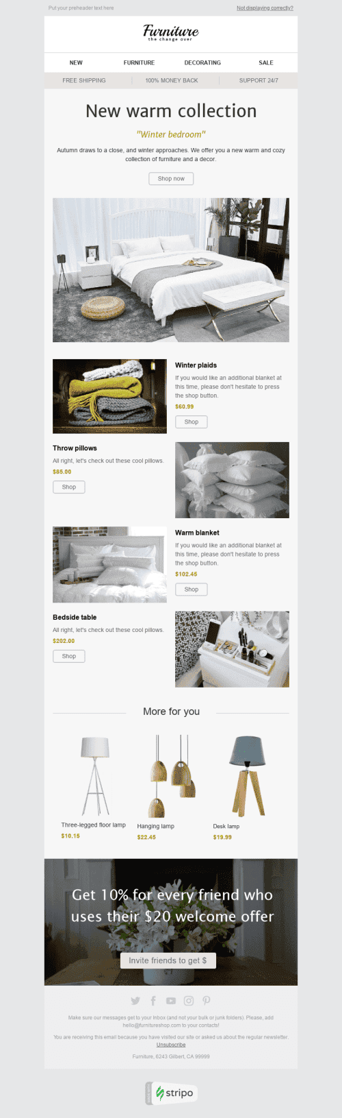 Modèle de courrier électronique Nouvelle Collection "Chambre chaude" pour le secteur Mobiliers, Intérieur & DIY Affichage mobile