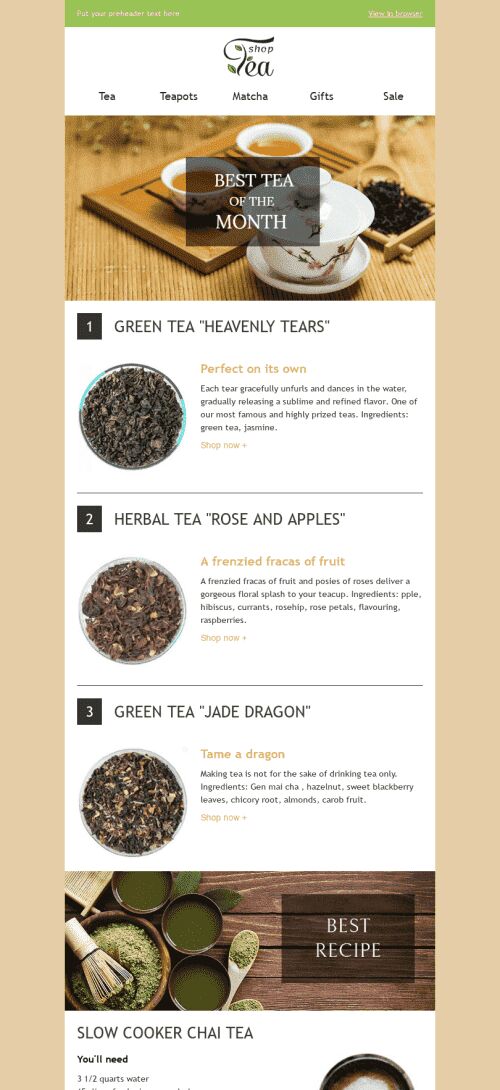 New Collection Email Template "Drink of the Month" for Beverages industry mobile view