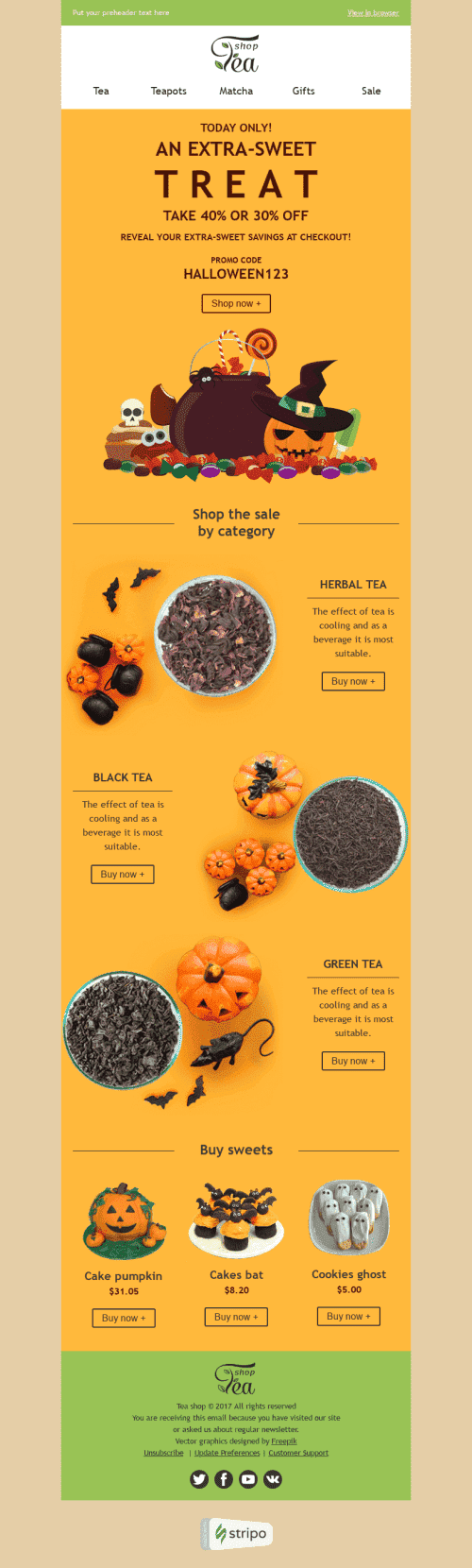 Modello Email Halloween "Dolcetto" per il settore industriale di Bevande Visualizzazione mobile