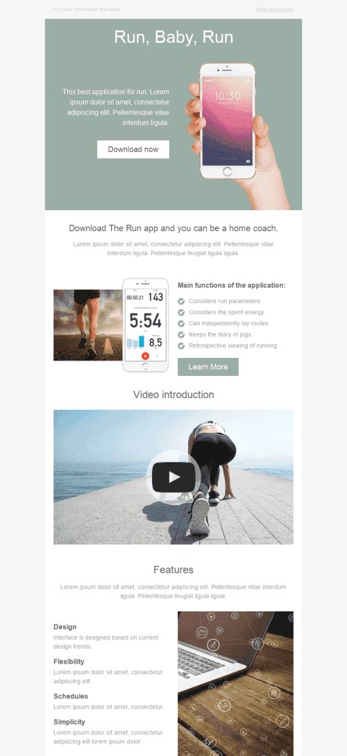 Promo Email Template "Home Coach" for Software & Technology industry mobile view