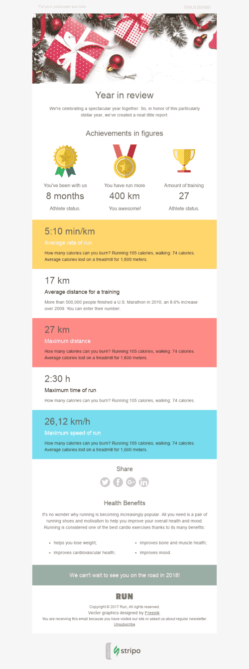 Modello Email Capodanno "Piccola recensione" per il settore industriale di Software e tecnologia Visualizzazione mobile