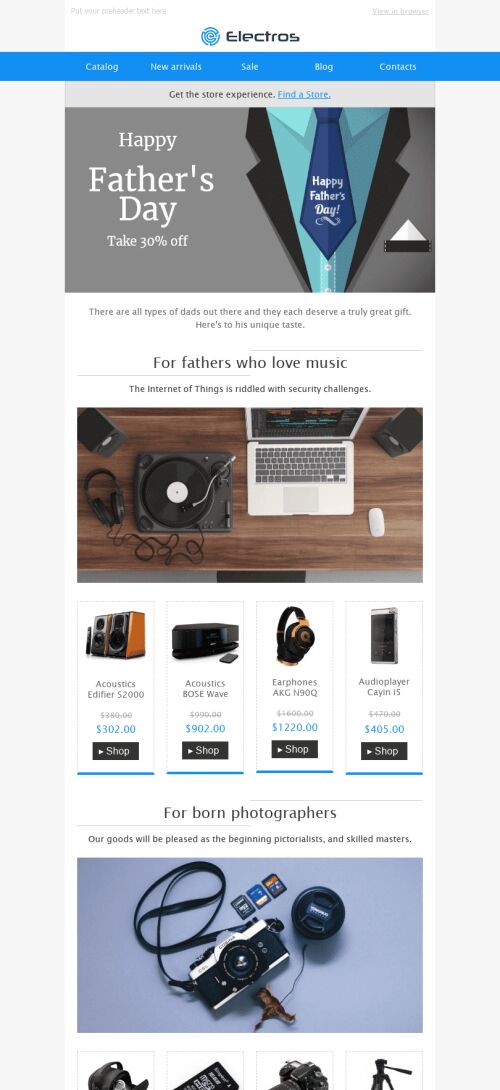 Father’s Day Email Template "Ideal Gift" for Gadgets industry mobile view
