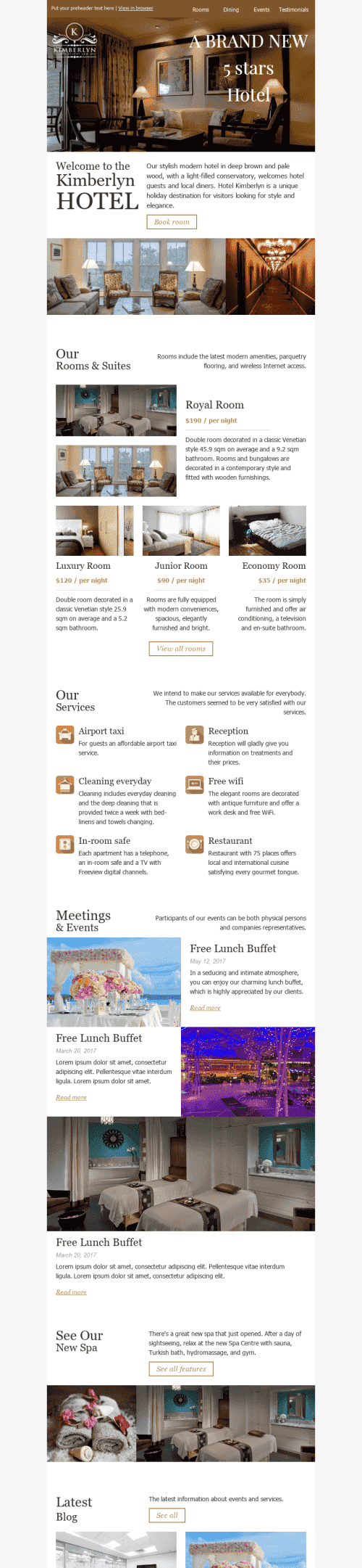 Promo Email Template "5 Stars" for Hotels industry desktop view