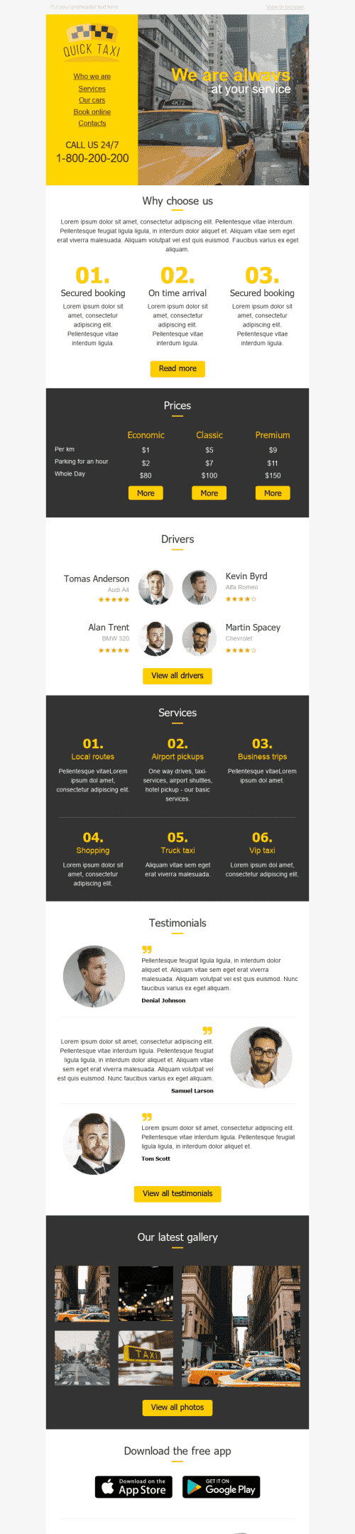 Modèle de courrier électronique Promo "Service rapide" pour le secteur Auto & Moto Affichage mobile