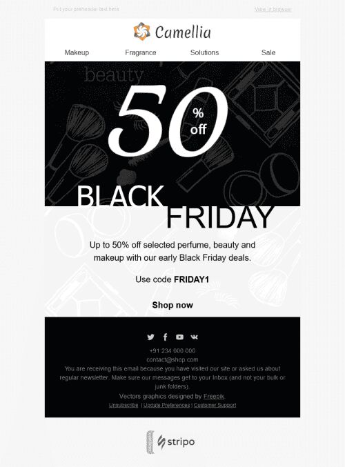 Black Friday Email Template "Magnificent Offer" for Beauty & Personal Care industry mobile view