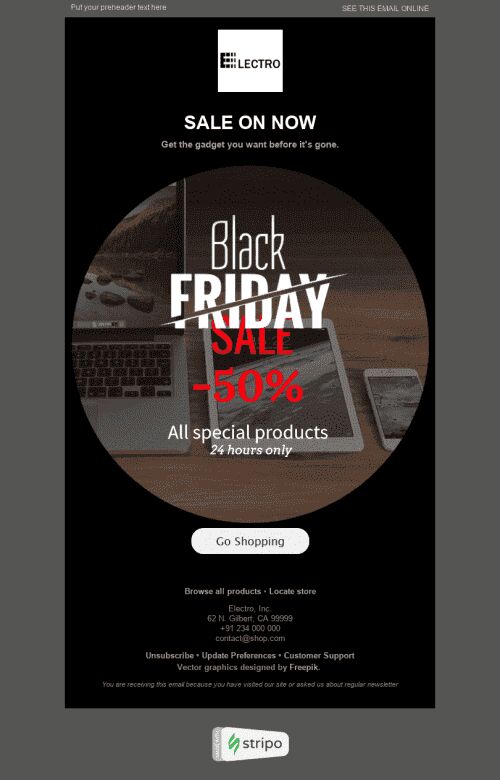 Black Friday Email Template "Dreams Come True" for Gadgets industry mobile view