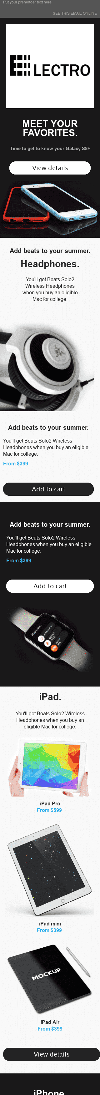 Modèle de courrier électronique Promo "Haute technologie" pour le secteur Gadgets Affichage mobile