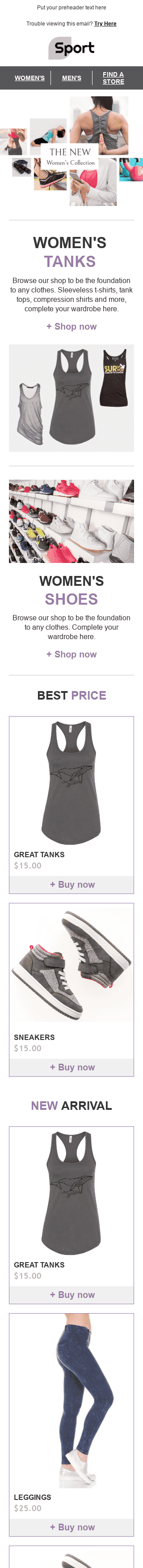 Plantilla de correo electrónico "La vida en el movimiento" de Promoción para la industria de Deportes Vista de móvil