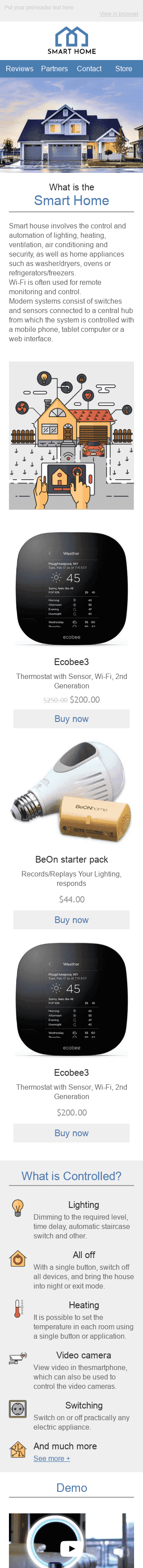 Plantilla de correo electrónico "Casa inteligente" de Promoción para la industria de Muebles, interior y bricolaje Vista de móvil