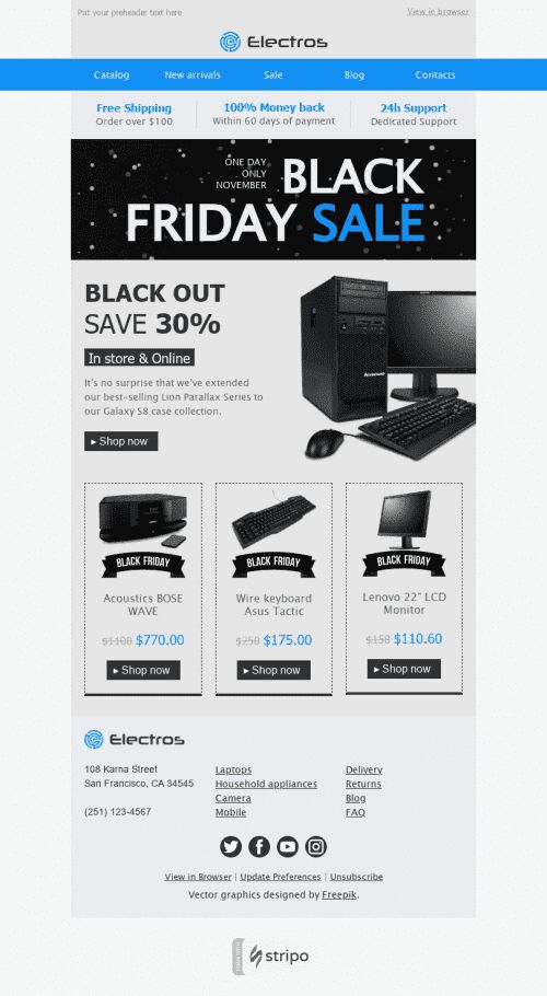 Black Friday Email Template "Price Madness" for Gadgets industry mobile view