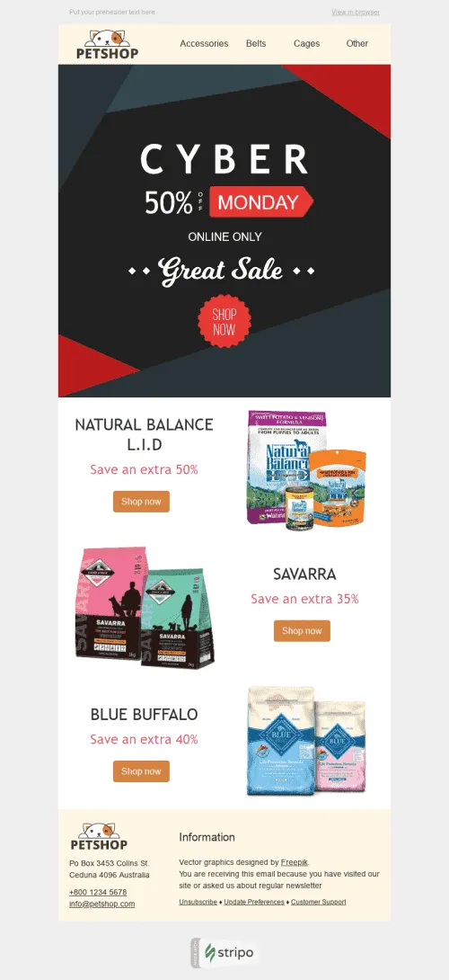 1419-Stripo-Pets-Holiday-newsletter-Cyber-Monday-Delicious-Set-email-web
