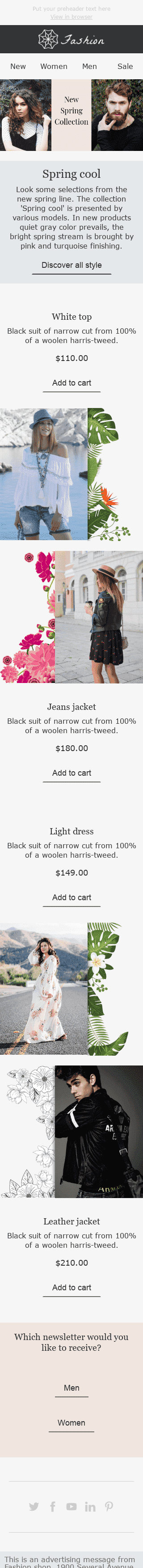 Modelo de E-mail de «Descontos Recentes» de Páscoa para a indústria de Moda Visualização de dispositivo móvel