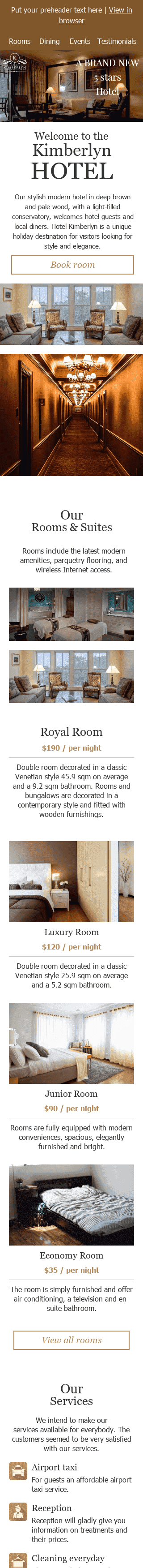 Promo Email Template "5 Stars" for Hotels industry mobile view