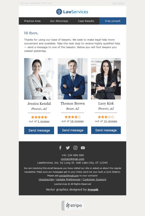 Thank You Email Template "Quality Assistance" for Legal industry mobile view