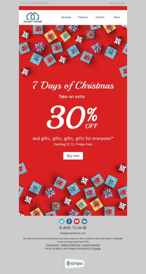 Christmas Email Template "Gifts for Everyone" for Furniture, Interior & DIY industry mobile view