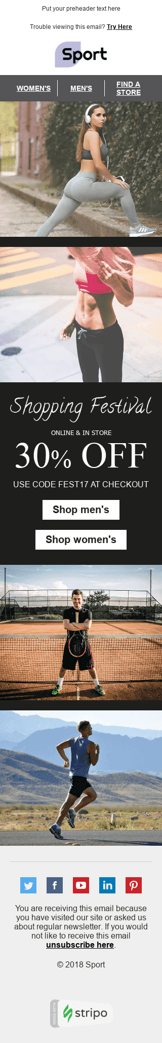 Modèle de courrier électronique Festival International du Shopping "Être meilleur" pour le secteur Sports Affichage mobile