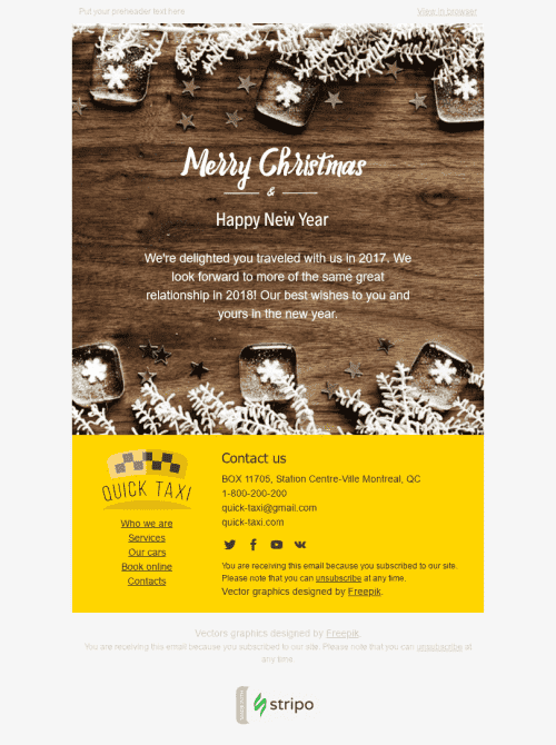 Plantilla de correo electrónico "Copos de nieve blancos" de Navidad para la industria de Coches y motos Vista de móvil