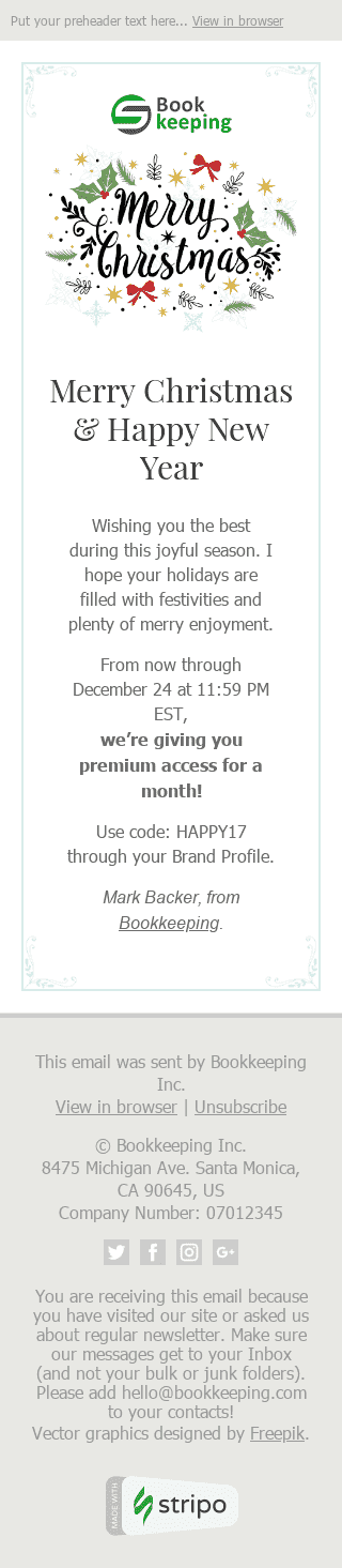 Шаблон листа до свята Різдва "Щиро вітаю" для індустрії "Фінанси" мобільний вигляд