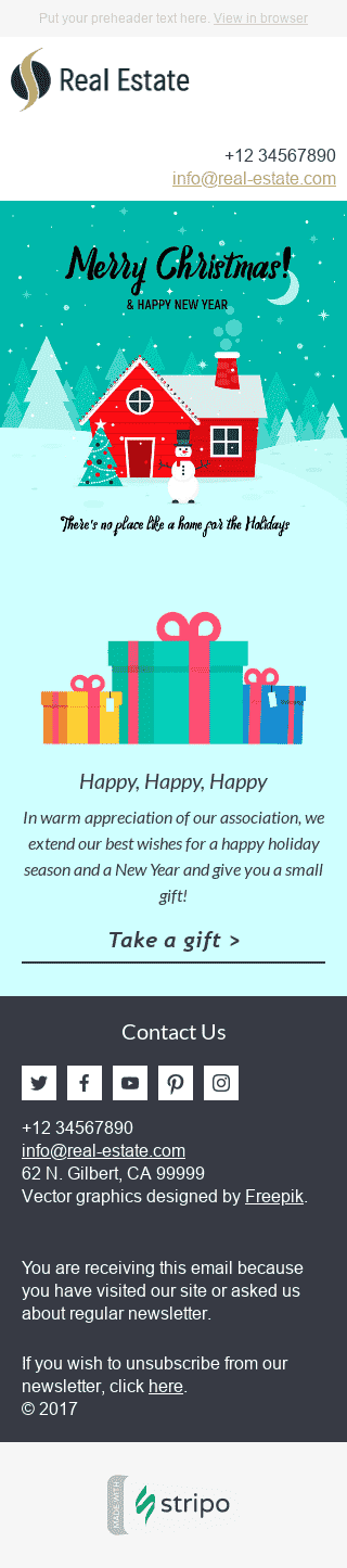 Шаблон письма к празднику Рождества "Сказочная ночь" для индустрии "Недвижимость" мобильный вид