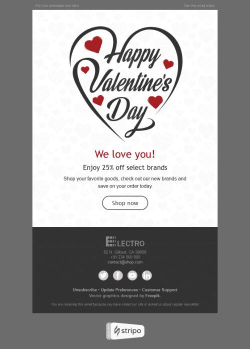 Valentine’s Day Email Template "Love Around Us" for Gadgets industry mobile view