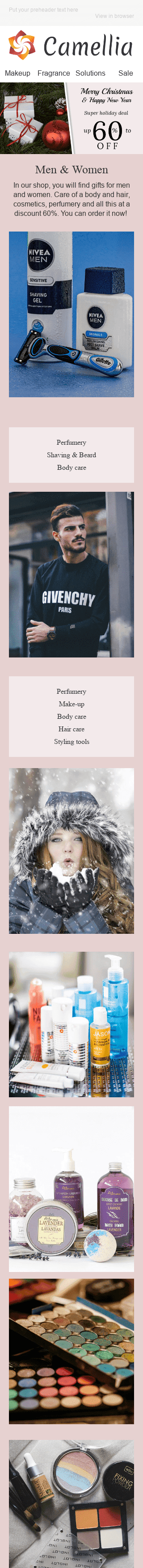 Christmas Email Template "Soft Care" for Beauty & Personal Care industry mobile view