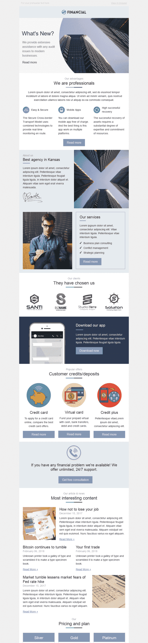 Plantilla de correo electrónico "Somos profesionales" de Promoción para la industria de Finanzas Vista de móvil