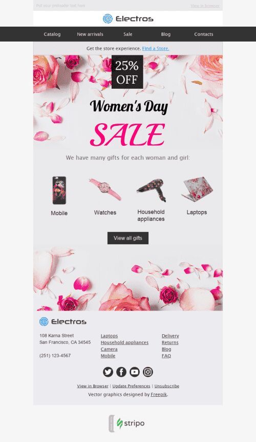 Women's Day Email Template "Flower Ornament" for Gadgets industry mobile view