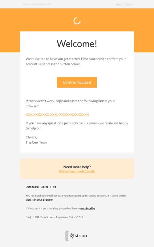 Welcome Email Template "New Registration" for Software & Technology industry mobile view