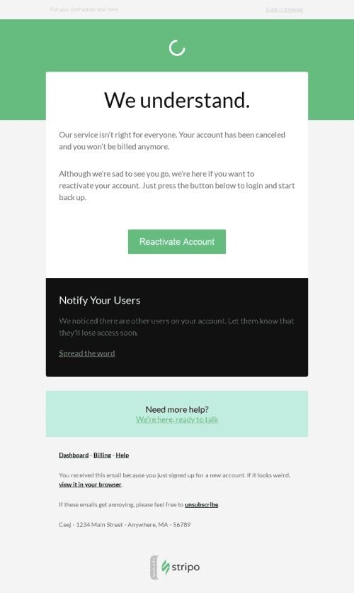 Retention & Reactivation Email Template "Suspended Account" for Software & Technology industry mobile view