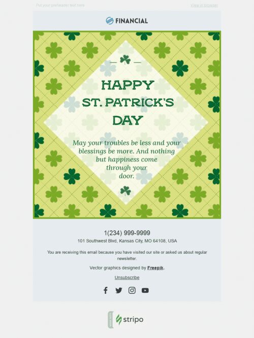 St. Patrick’s Day Email Template "Enchanted Time" for Finance industry mobile view