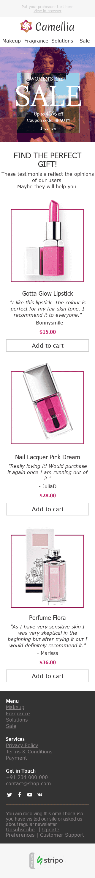 Modello Email Festa della donna "Colore perfetto" per il settore industriale di Bellezza e cura della persona Visualizzazione mobile