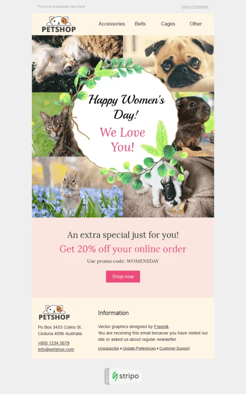 4646-Stripo-Pets-Holiday-newsletter-Womens-day-Love-and-Loyalty-email-web