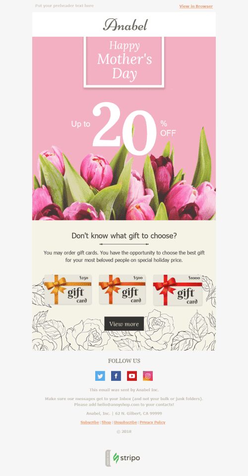 Mother’s Day Email Template "Red Flowers" for Fashion industry mobile view