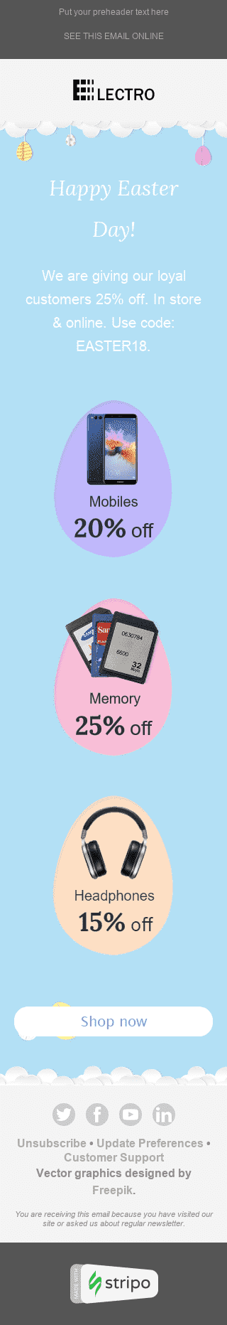 Plantilla de correo electrónico "Nubes suaves" de Semana Santa para la industria de Gadget Vista de móvil