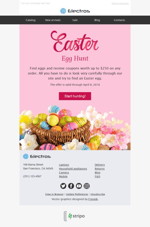 Easter Email Template "Hunt for Discounts" for Gadgets industry mobile view