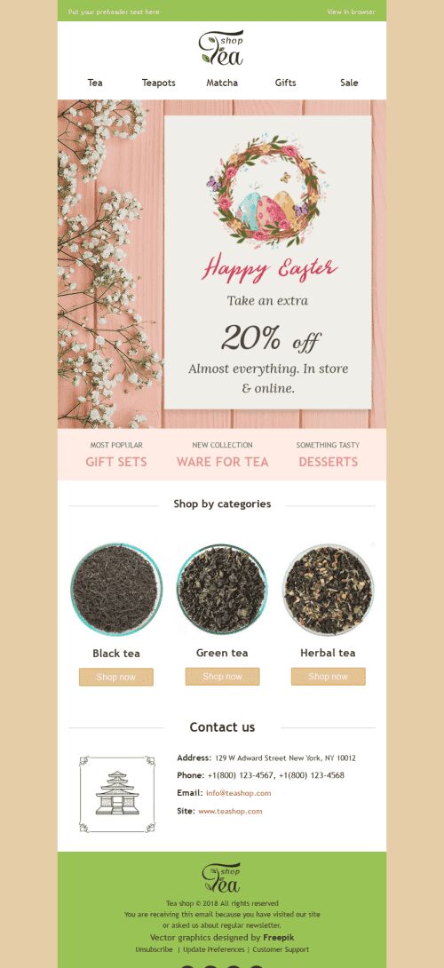 Easter Email Template "Pleasant Weekend" for Beverages industry mobile view