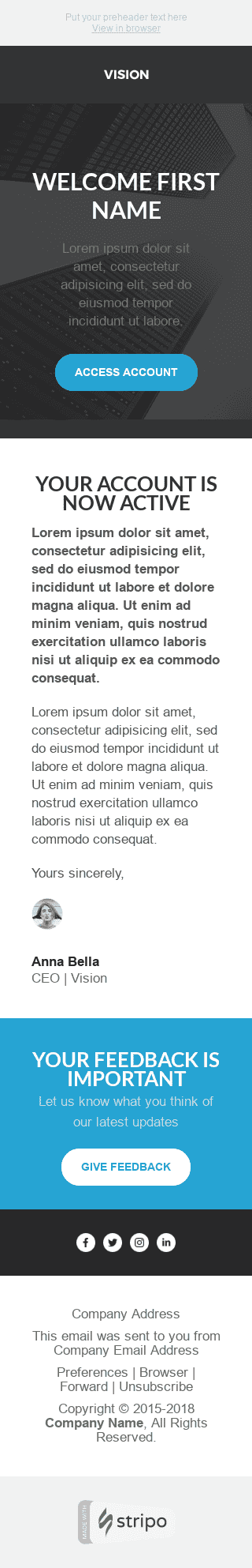 Шаблон листа з привітанням клієнта після реєстрації "Наша команда" для індустрії "Навчання та Інформація" мобільний вигляд