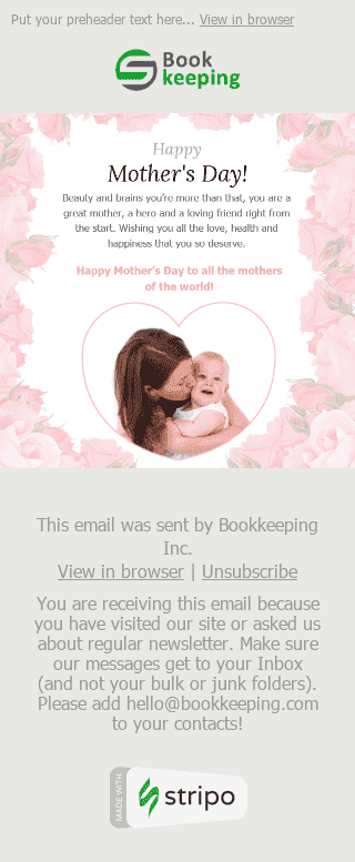 Шаблон листа до свята День Матері "Любов і теплота" для індустрії "Фінанси" мобільний вигляд