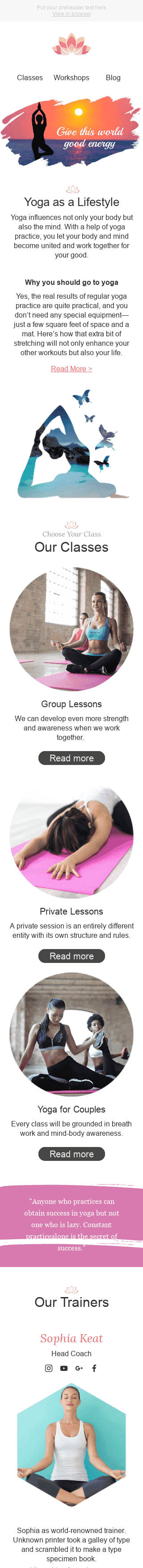 Plantilla de correo electrónico "Buena energía" de Promoción para la industria de Deportes Vista de móvil