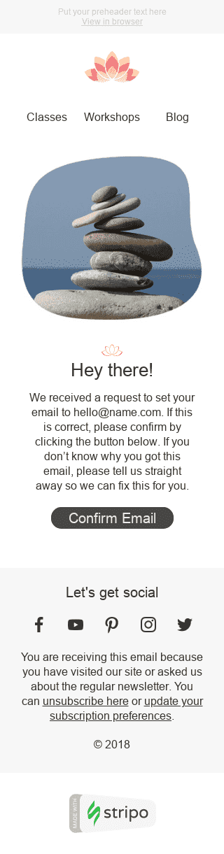 Plantilla de correo electrónico "Equilibrio" de Confirmación para la industria de Deportes Vista de móvil