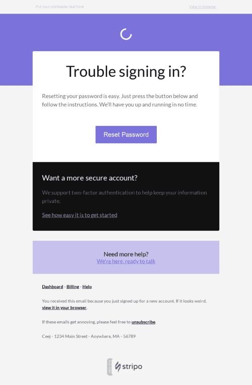 Password Reset Email Template "Serenity for Software" for Software & Technology industry mobile view