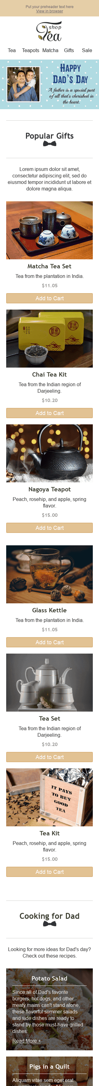 Plantilla de correo electrónico "Regalo útil" de Día del Padre para la industria de Bebidas Vista de móvil