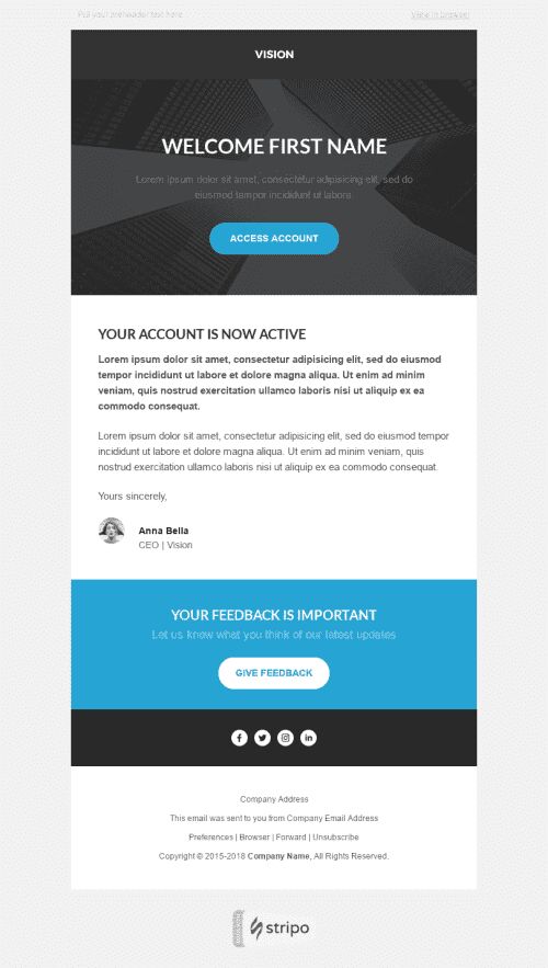 Welcome Email Template "Our Team" for Webinars industry mobile view