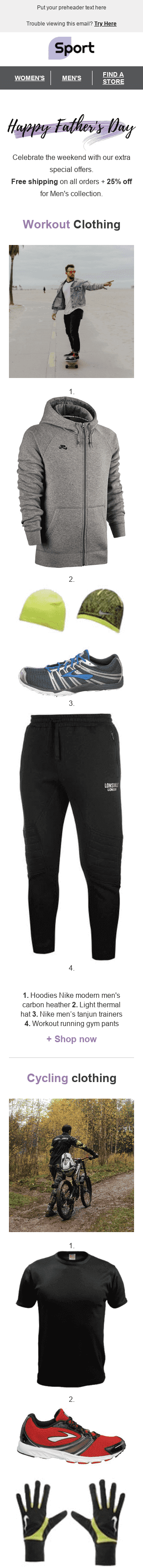 Шаблон письма к празднику День Отца "Сильный папа" для индустрии "Спорт" мобильный вид