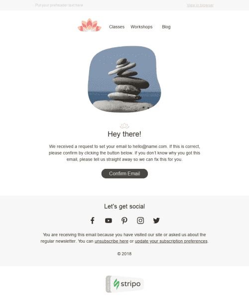 Confirmation Email Template "Balance" for Sports industry mobile view